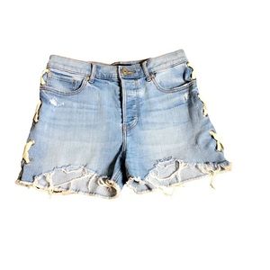 Express Denim Shortie High Rise Denim Jean Shorts